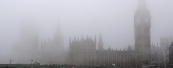 Buildings in the fog
